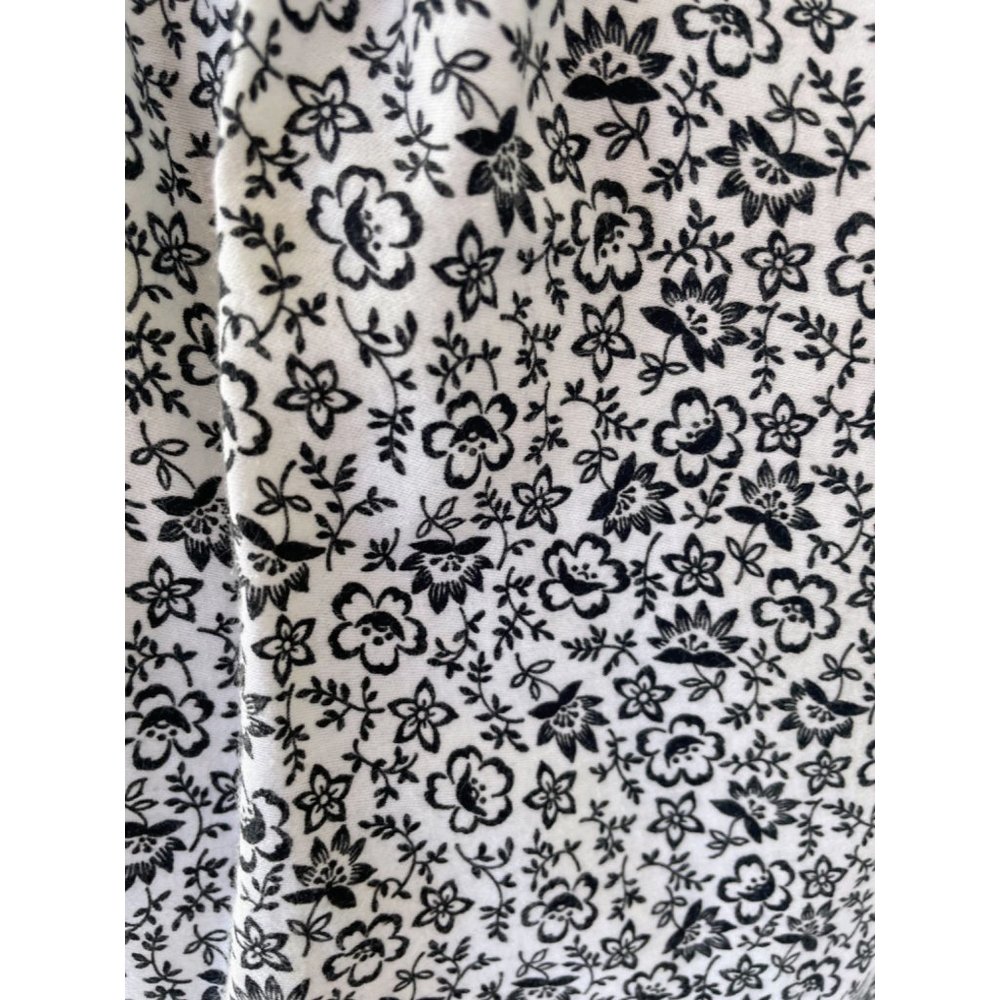 Vintage 1950s Half Apron Cotton Black/White Floral Retro - Picture 5 of 8